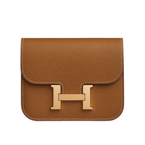 HERMES/爱马仕 Constance Slim 金扣H扣 牛皮 钱包卡包 腰包 H082060CC18