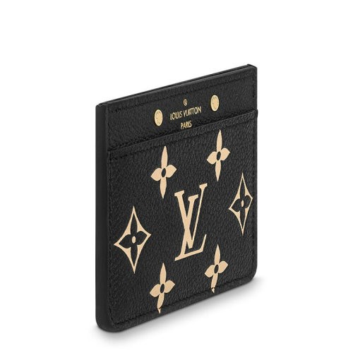 【包税】Louis Vuitton/路易威登 22春夏新款女士黑色/米色压纹软粒面牛皮革老花印花卡夹M81022