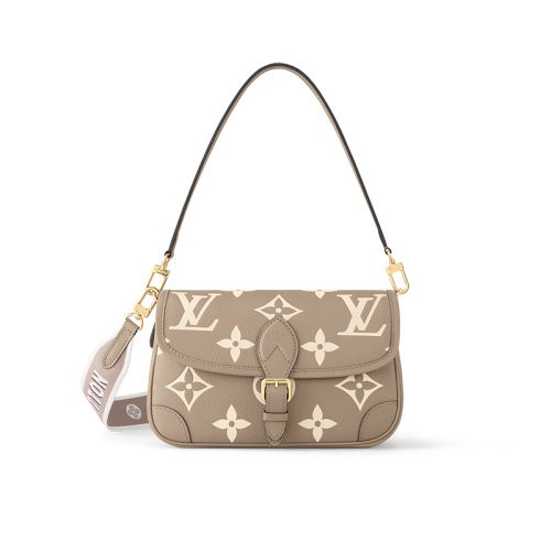 【包税】LV/路易威登 24新款 Diane 女士鸽子米色皮革老花黛安包M46583