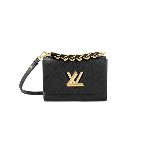 【新品包包】LV/Louis Vuitton/路易威登 Twist女士中号黑色粒面牛皮配可拆卸可调节肩带手提包/单肩包 M21772